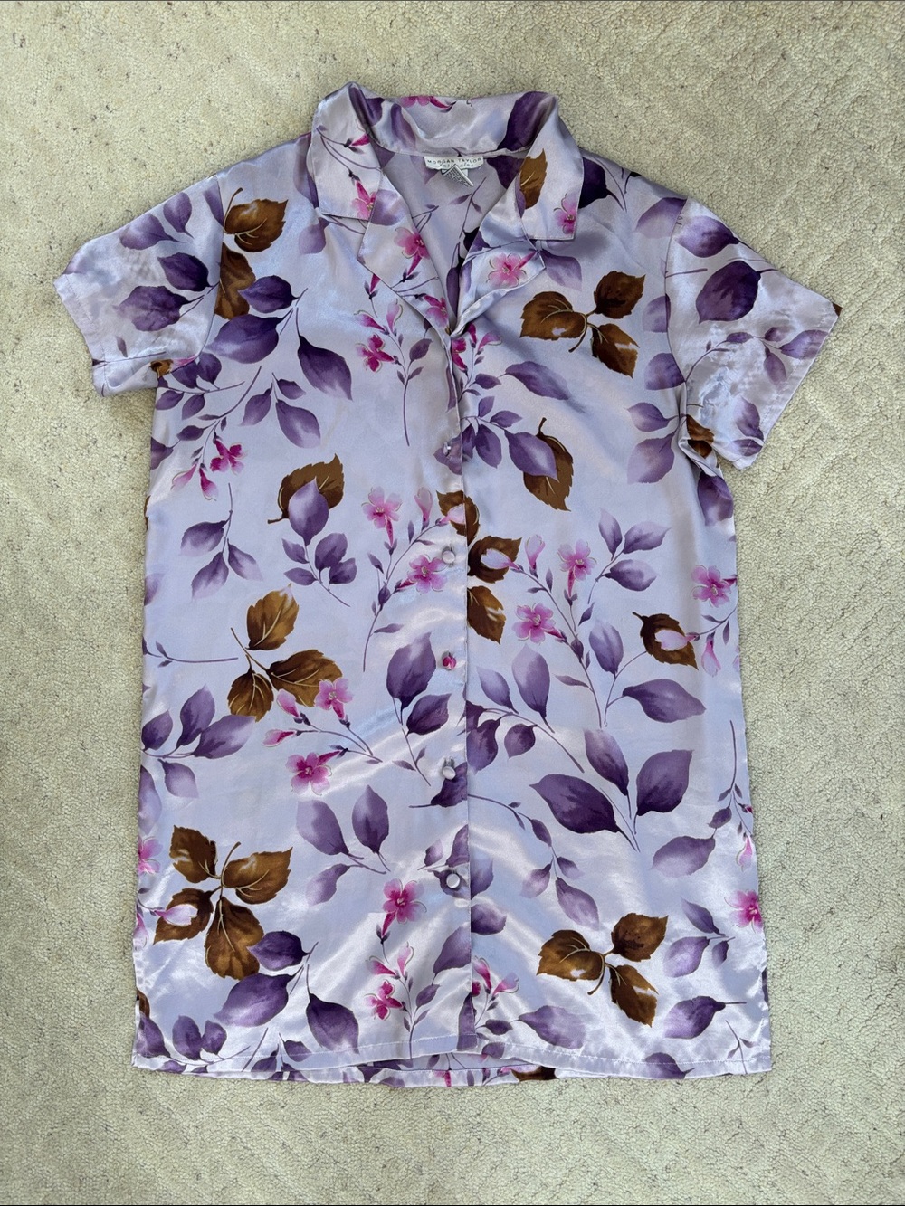 Morgan Taylor Lavender Floral Short-Sleeve Button-Down Shirt